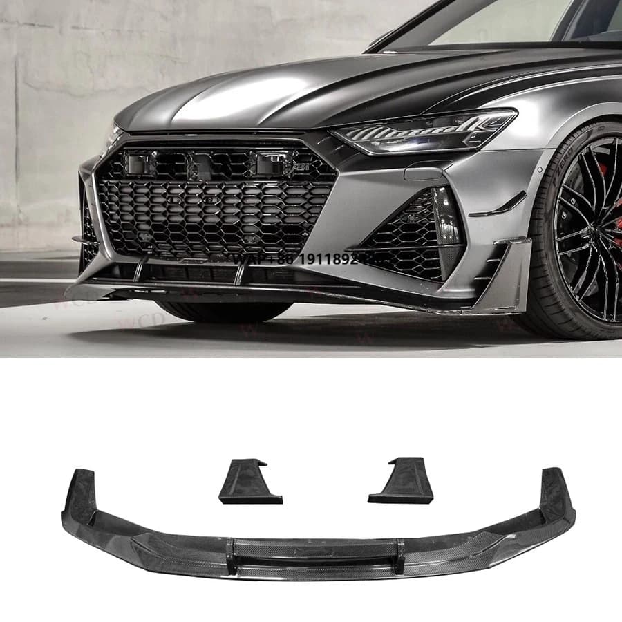 High Quality Dry Carbon Fiber Front Lip 2019-2021  RS7 C8 Sport 4-Door Bodykit New Condition Front Bumper Lip Splitter