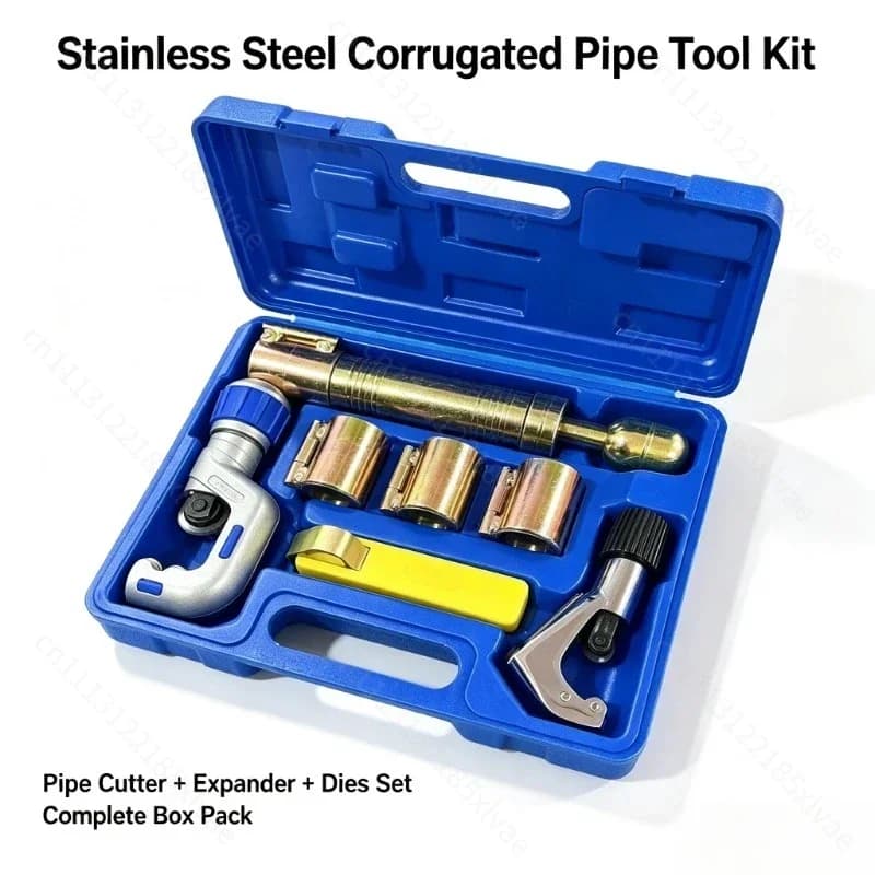 3/8"1/2" 3/4"1" Stainless Steel Bellows Pipe Repair Tool Kit Flaring Tool Cutter Expander Punches with Portable Storage Case