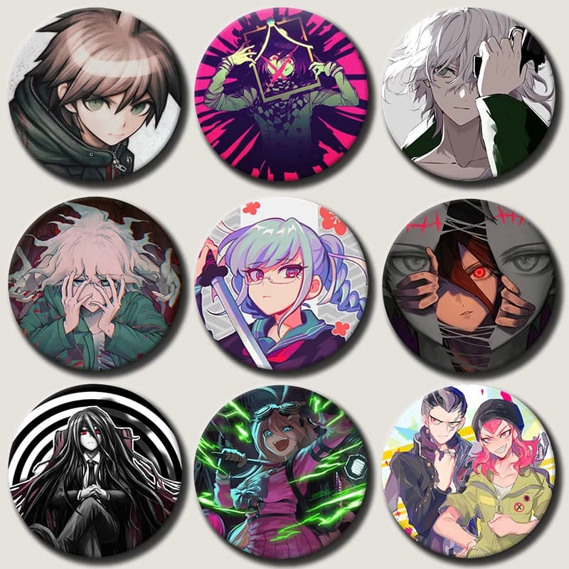 New Hot Game Peripheral Danganronpa Anime Creative Brooch Lapel Pins Round Badge on Backpack Clothing Souvenir Gifts for Friends