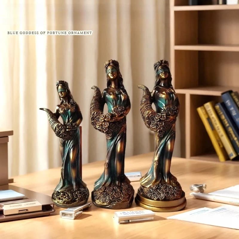 Blue Wealth Goddess Home Decor Imitation Bronze Resin Craft Decoration Ornament Manufacturer Wholesale