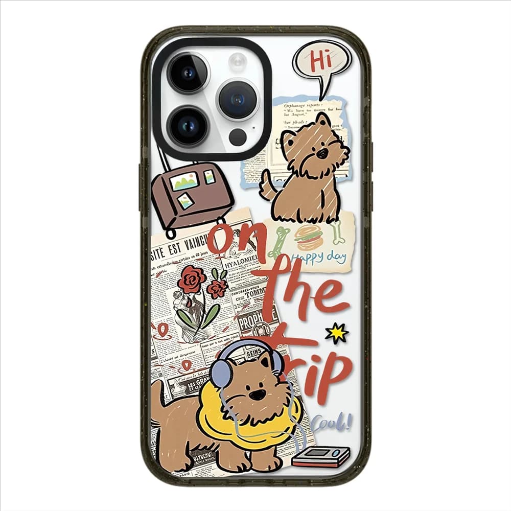 Graffiti Music Dog Acrylic Black Border Magnetic Phone Case Cover for IPhone 12 13 14 15 16 17 Pro Max Case