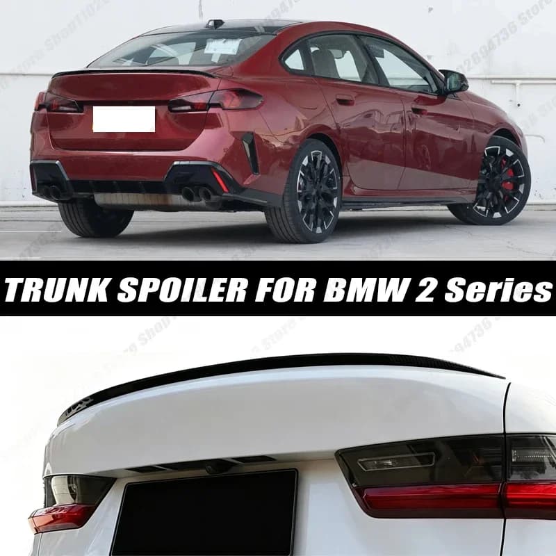 120CM Glossy Black Soft Rubber Universal Rear Trunk Spoiler 5D Carbon Look Tail Wing Fit For BMW 2 Series Sedan Car Accessories