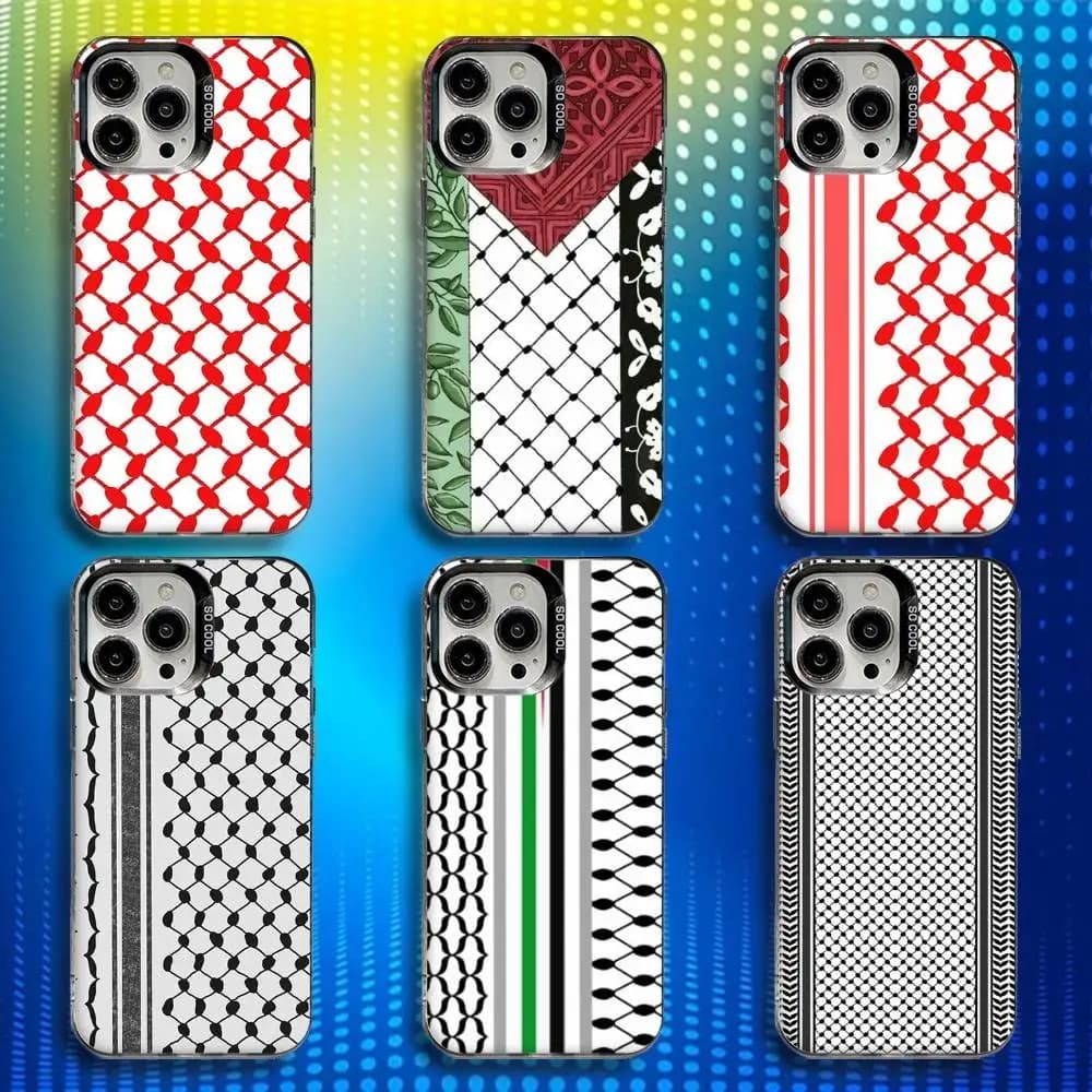 P-Palestine-S Keffiyeh Phone Case For iPhone 16,15,14,13,12,11,Mini,Pro,SE,MAX White Matte Shockproof Cover