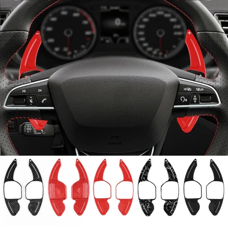 For Seat Leon fr MK3 MK4 5F ST Cupra Ateca Alhambra Arona Ateca ibiza 6P Carbon Fiber ABS Steering Wheel Paddle Shifter Sticker