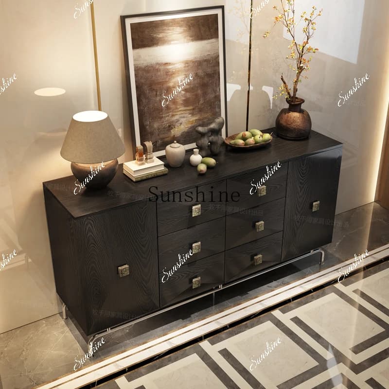 Italian retro entrance villa living room simple multi-functional cabinet  FT