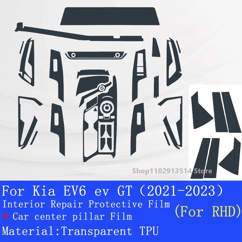 For Kia EV6 EV GT (2021-2023) Car Interior Screen Protector Dashboard Control Panel Anti-Scratch Protective Film Sticker Cover