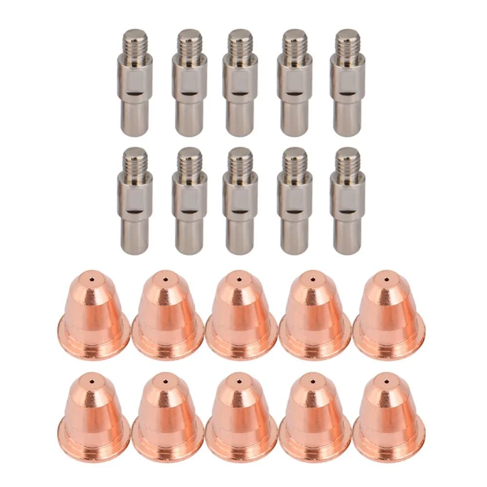 20pcs 45A Kit Plasma Cutter Electrode 0.9mm Aperture 0.8mm Aperture Plasma Cutter Nozzle Swirl Ring Stand-Off Cap