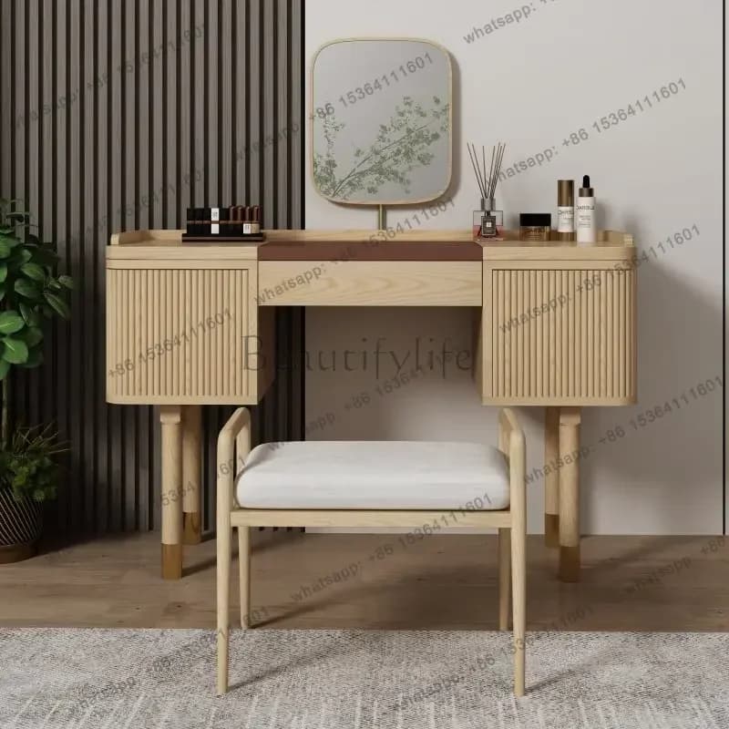 FG Minimalist Small Space Makeup Table Simple Nordic Wood Drawers Vanity Desk Lounges Modern Coiffeuse Chambre Furniture For Hom