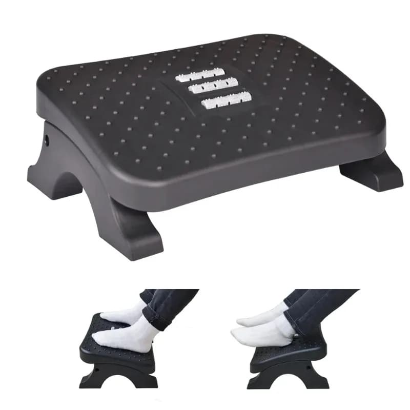 Ergonomic Under Desk Footrest with Massage Rollers120Lbs Capacity, Adjustable Height, Pain Relief for Office & Home
