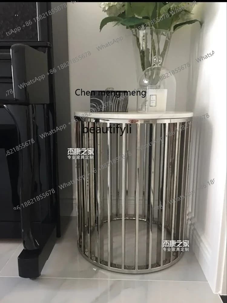 178Nordic light luxury simple bedside table casual small coffee table flower stand marble sofa edge table2936