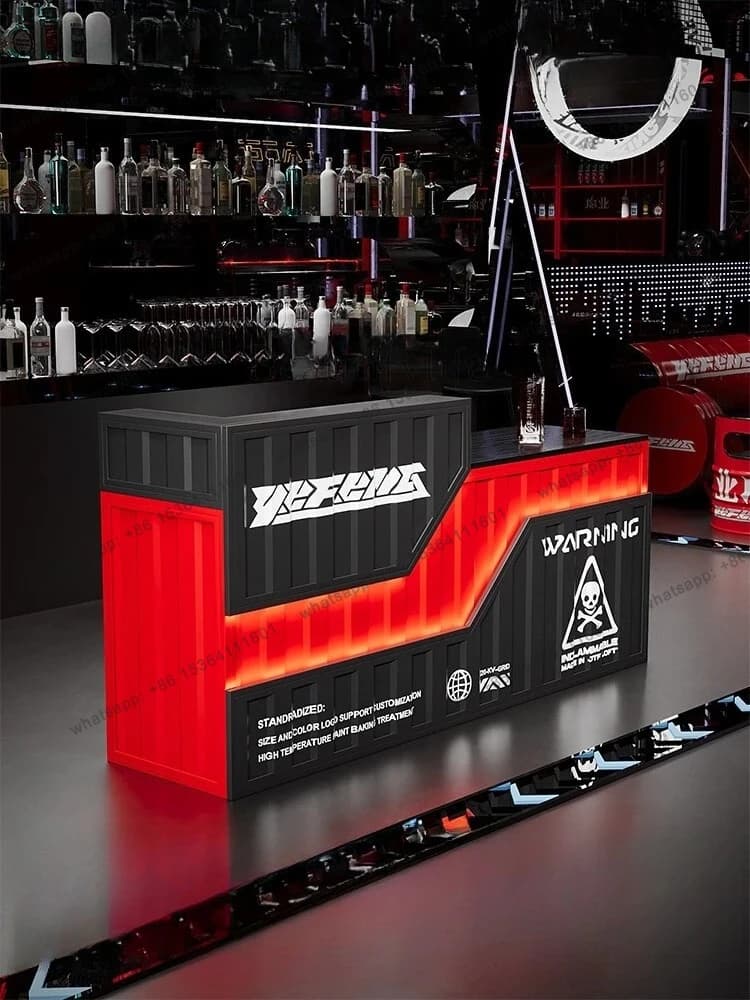 Bar Counter Cashier Desk Gym Commercial Container Iron Art Front Desk Reception Desk