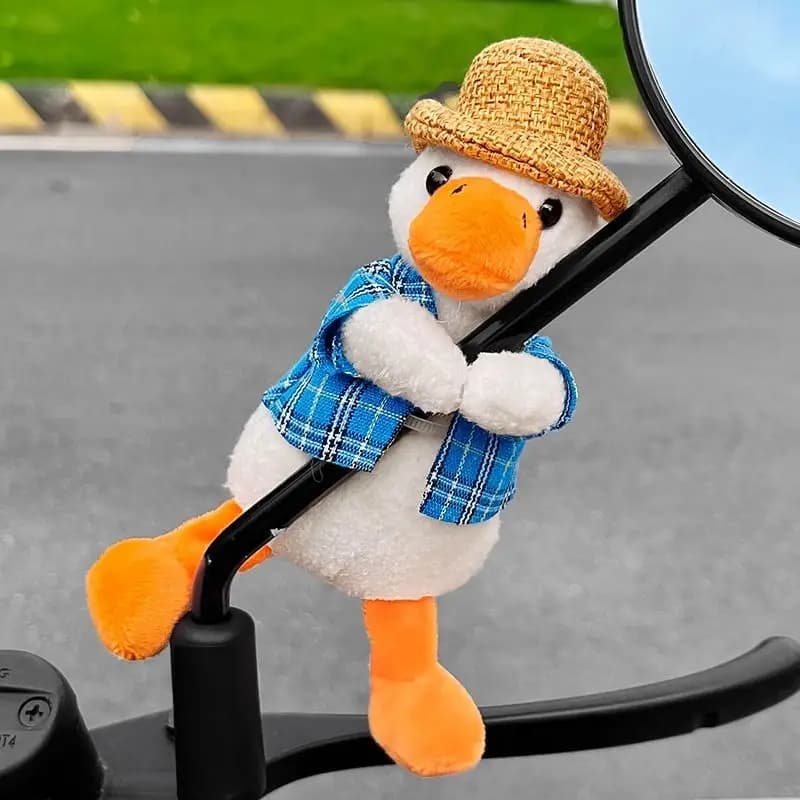 Electric car rearview mirror decoration small accessories plush doll cute cartoon battery motorcycle decoration doll posing