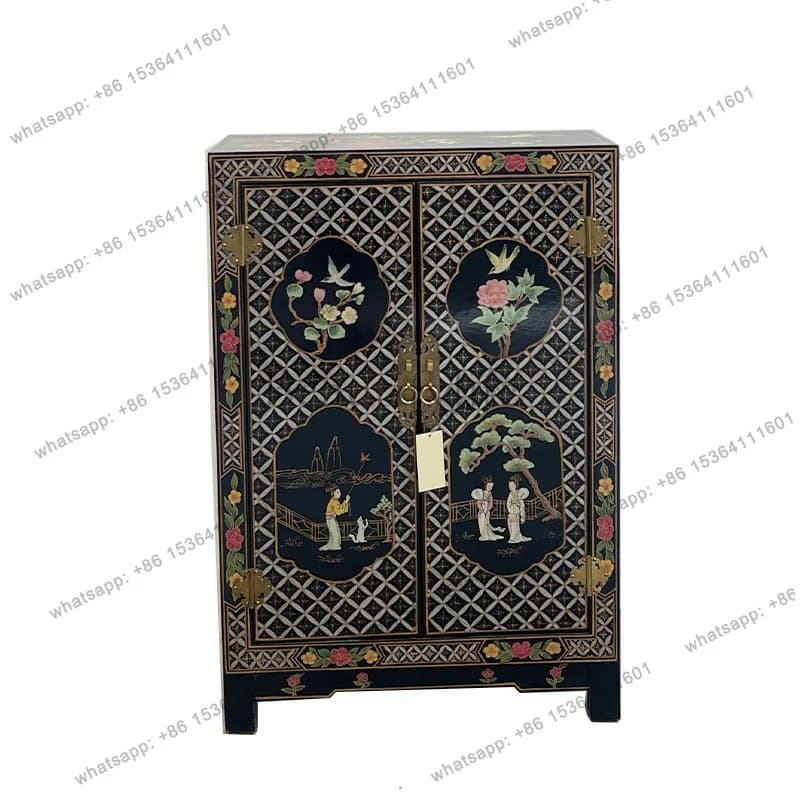 New Chinese solid wood retro old locker living room wall display cabinet