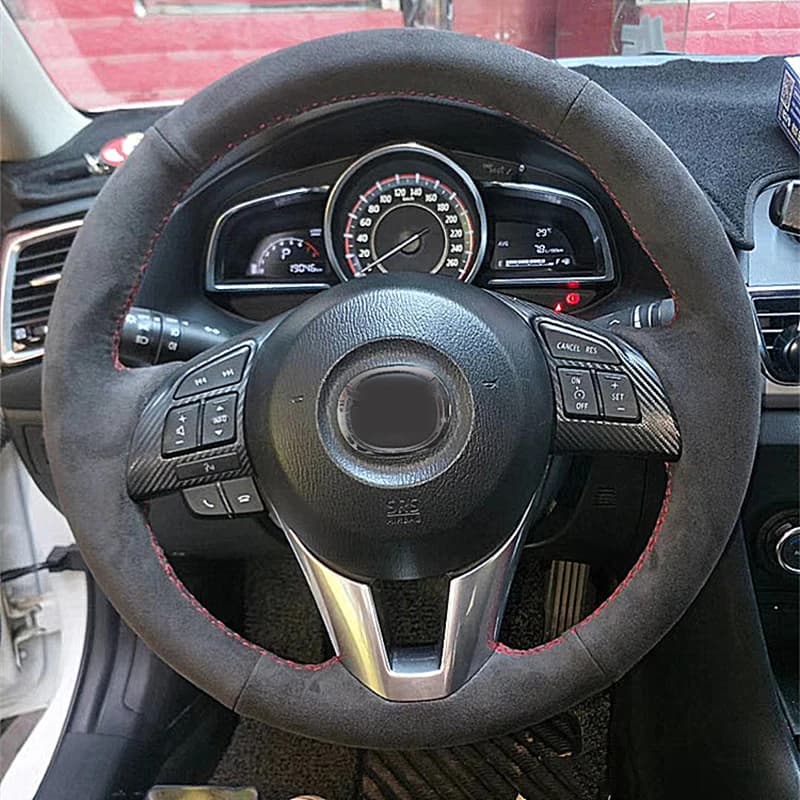 DIY Black Suede Car Steering Wheel Cover Car Accessories For Mazda 3 Axela Mazda 6 Atenza Mazda 2 CX-3 CX3 CX-5 CX5