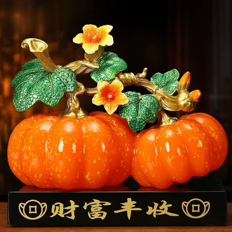 Everything goes well, persimmon pumpkin ornaments attract wealth, living room entrance wine cabinet decorations
