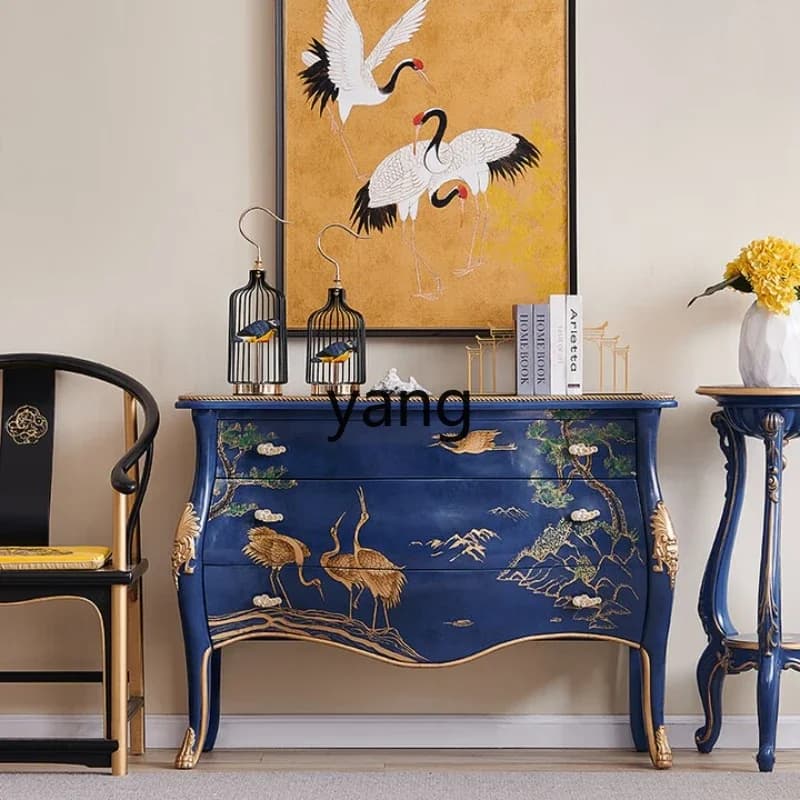 CX solid wood painted luxury entrance cabinet new Chinese corridor aisle decorative cabinet