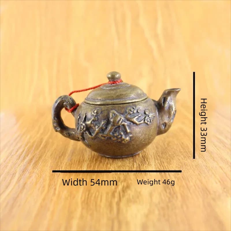 Brass Zen Tea Pet Decoration, Buddha Statue Home Office Tea Room Decor Gift, Antique Teapot Collectible Mini Teapot