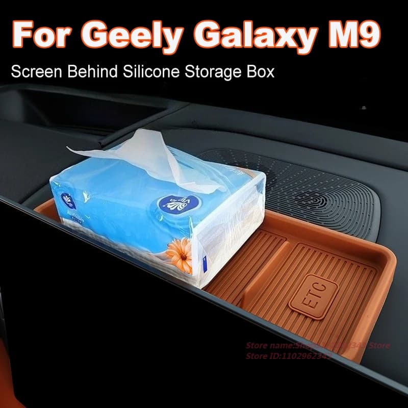 For Geely Galaxy M9 Screen Behind Silicone Storage Box ETC Bracket Tissue Storage Box Car Interior Modified Accessories