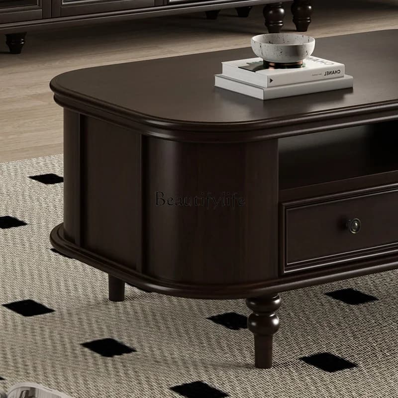 01American rural retro all-solid wood coffee table TV cabinet combination small apartment