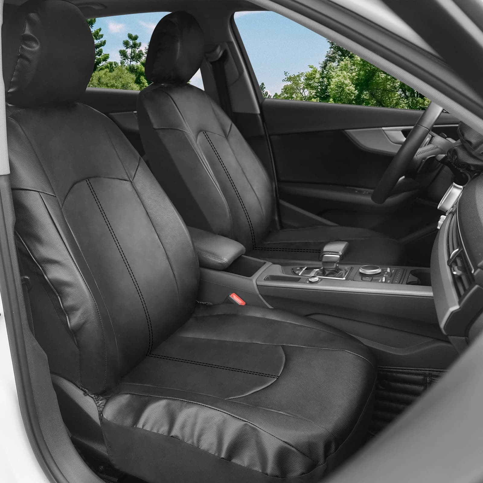 AUTOKING Universal PU Leather Car Seat Covers Fit for most Car SUV Truck Vans accessories interior Seat Covers Full Set