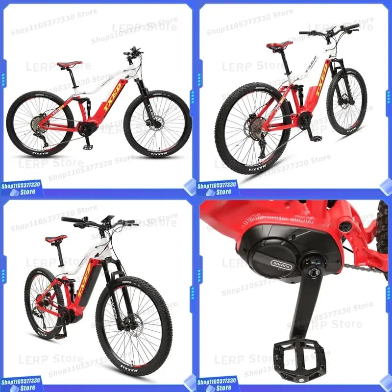 TXED Popular Full Suspension Electric Mountain Bike 250W Mid Drive 13AH Lithium Battery Alloy Frame E MTB