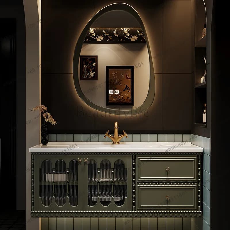 Modern Luxury Bathroom Cabinet Drawers Mirror Space Saver Vanity Bathroom Cabinet Display Toilet Gabinete Trendy Furniture