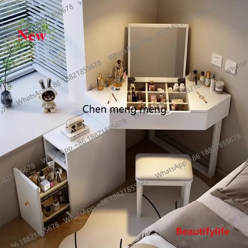 a17  Deco Luxury Storage Vanity Desk Vintage Organizer Corner Cabinet Vanity Adult Compact Mid Century Coiffeuse De Chambre Furn
