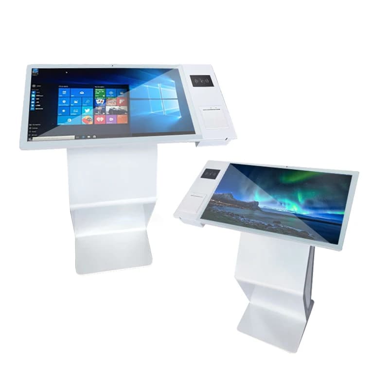 43 Inch Horizontal Interactive PCAP Touch Screen All In One Kiosk With Scanner And Printer For Hotel/Bank/Shopping Mall