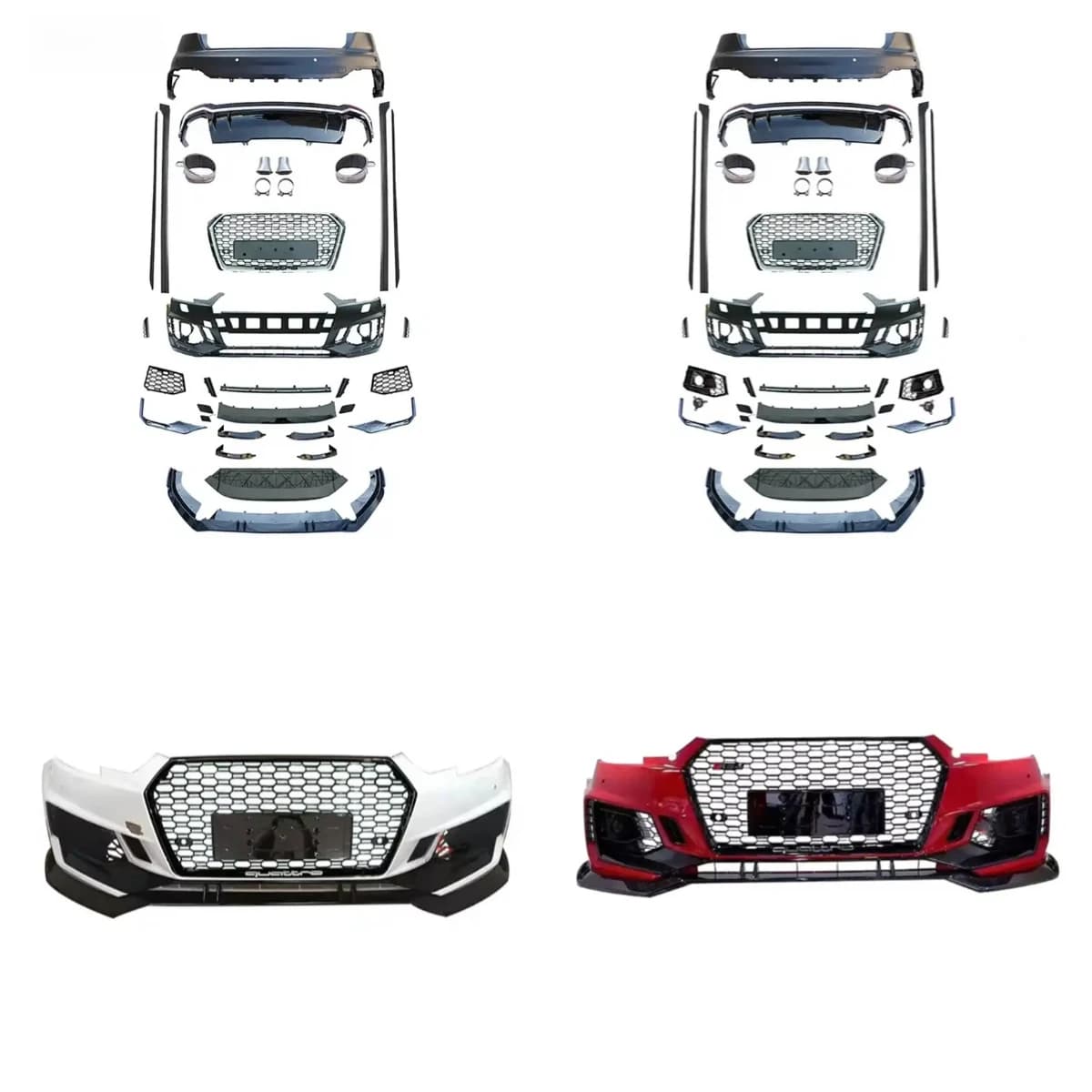 Stlf Car Modified Bumper Body Kit For A4 B9 Modified To RS4 Style Front Bumper With Grille 2017-2019