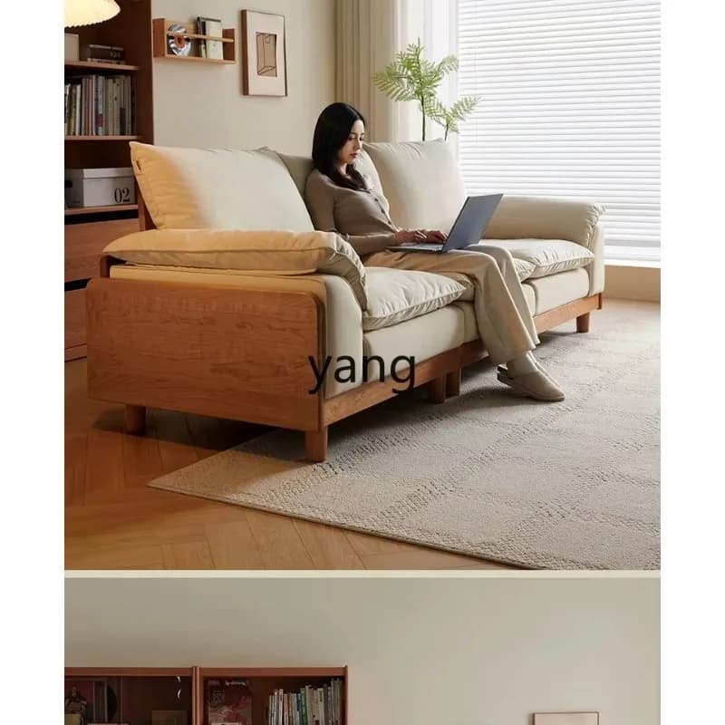 LMMlog wind living room small apartment removable and washable cat scratching fabric solid wood sofa