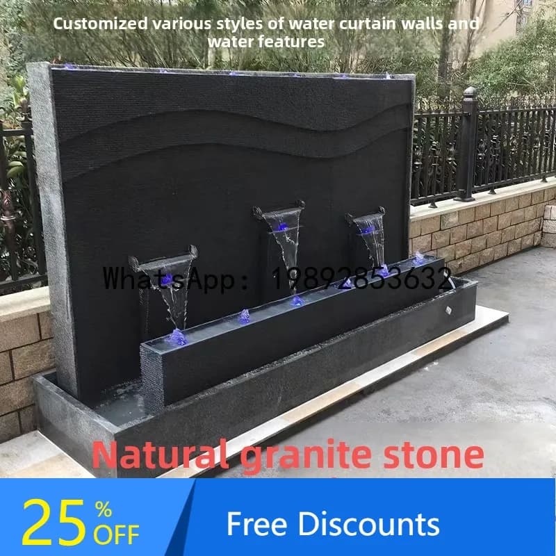 CZ Natural Stone Fountain Courtyard Waterfall Water Feature Company Screen Villa Water Curtain Wall Landscape Stone Ornament