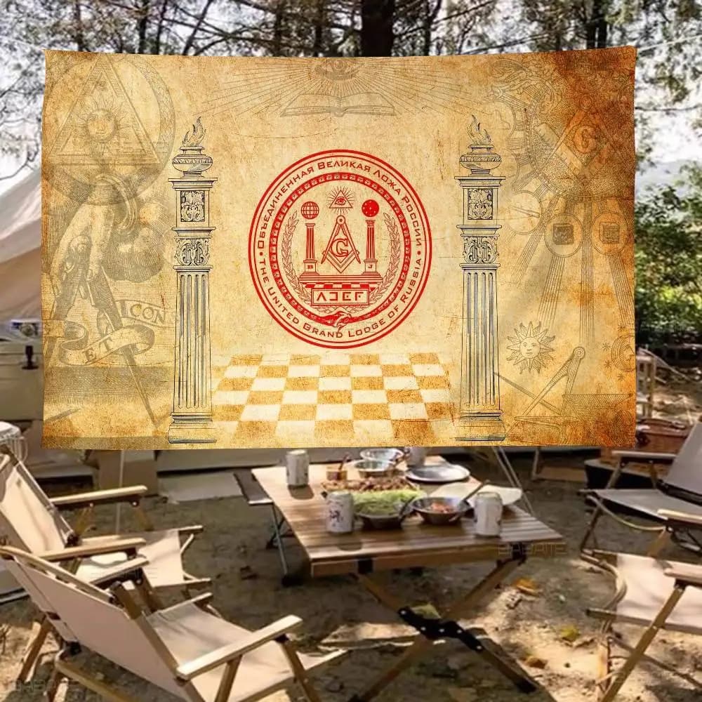 Ring Freemasonry Illuminati Masonic Family Gatherings Outdoor Atmosphere Flags Camping Decorations Banners