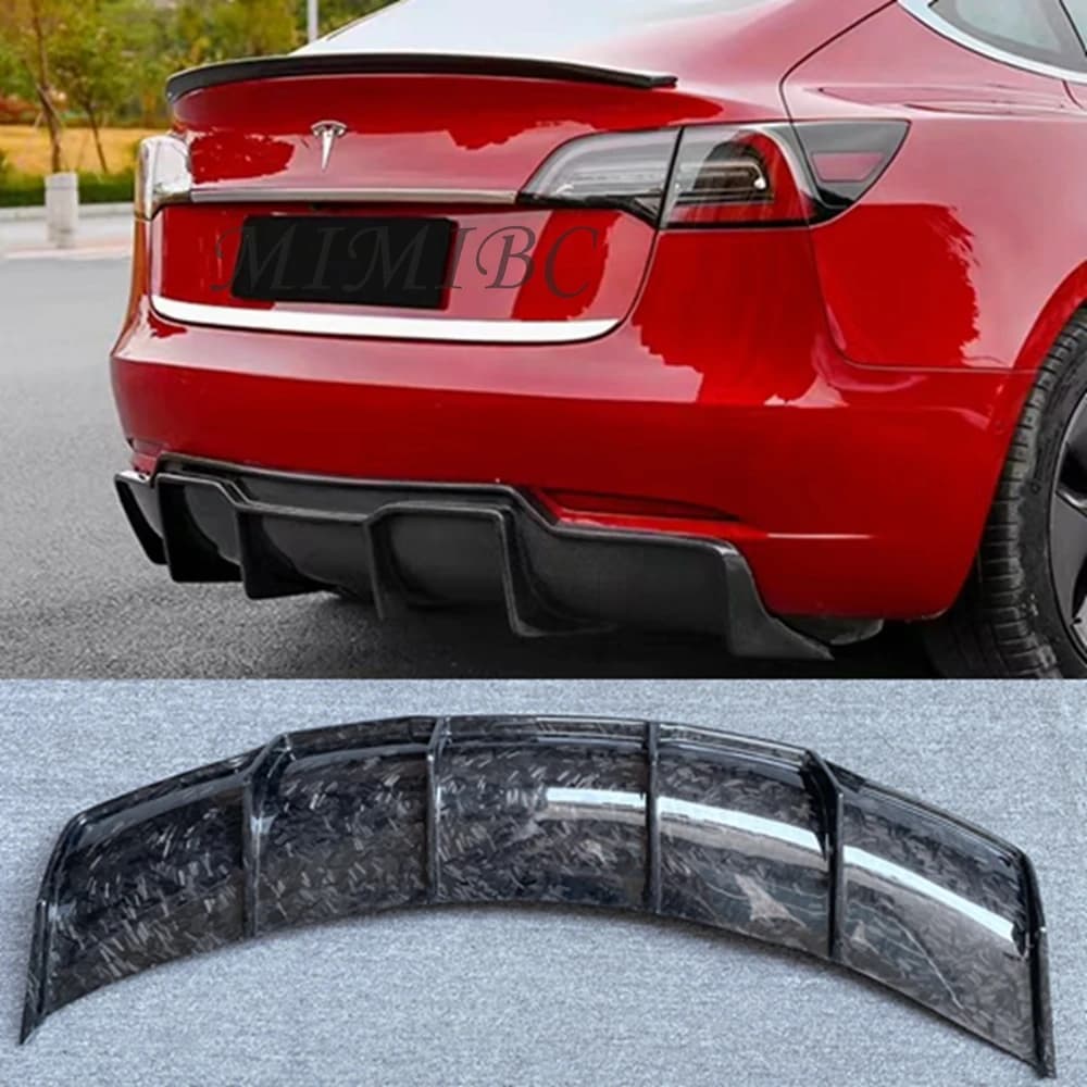 FOR Tesla Model 3 Carbon Fiber Rear Bumper Lower Diffuser Lip Spoiler Splitter Chin Exterior Accessories 2017-2023