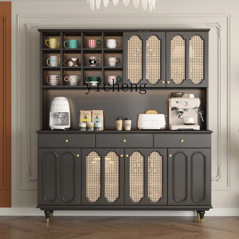 H3-23   all solid wood side cabinet medium antique style with glass household cupboard storage locker