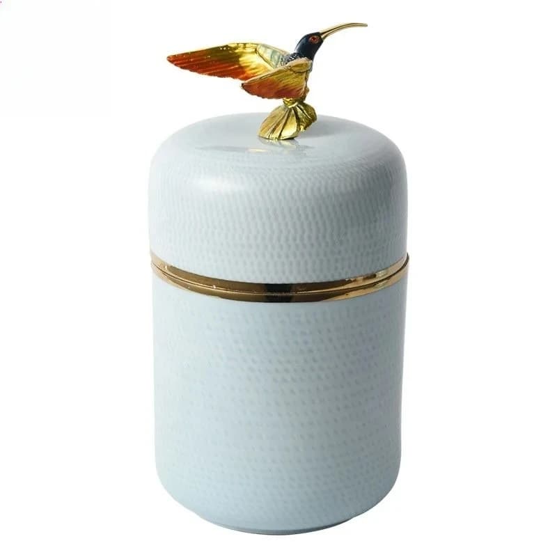 decorative enamel colored bird jar Cloisonne ceramic tea jar crafts desktop home decoration