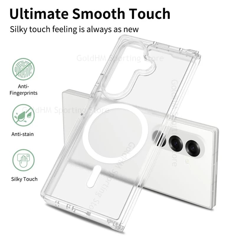 Skin Feel Translucent Magnetic Phone Case For Samsung Z Fold 7 6 5G For Magsafe Matte Tough Candy Color Cover For Galaxy Z Fold7