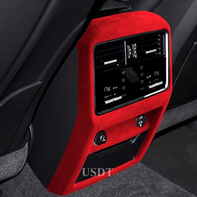 For Porsche Cayenne 2024 2023 2022 2021 2020 2018 TOP Suede Rear Armreat Seat Air Outlet Panel Cover Anti Kick Protective Mat