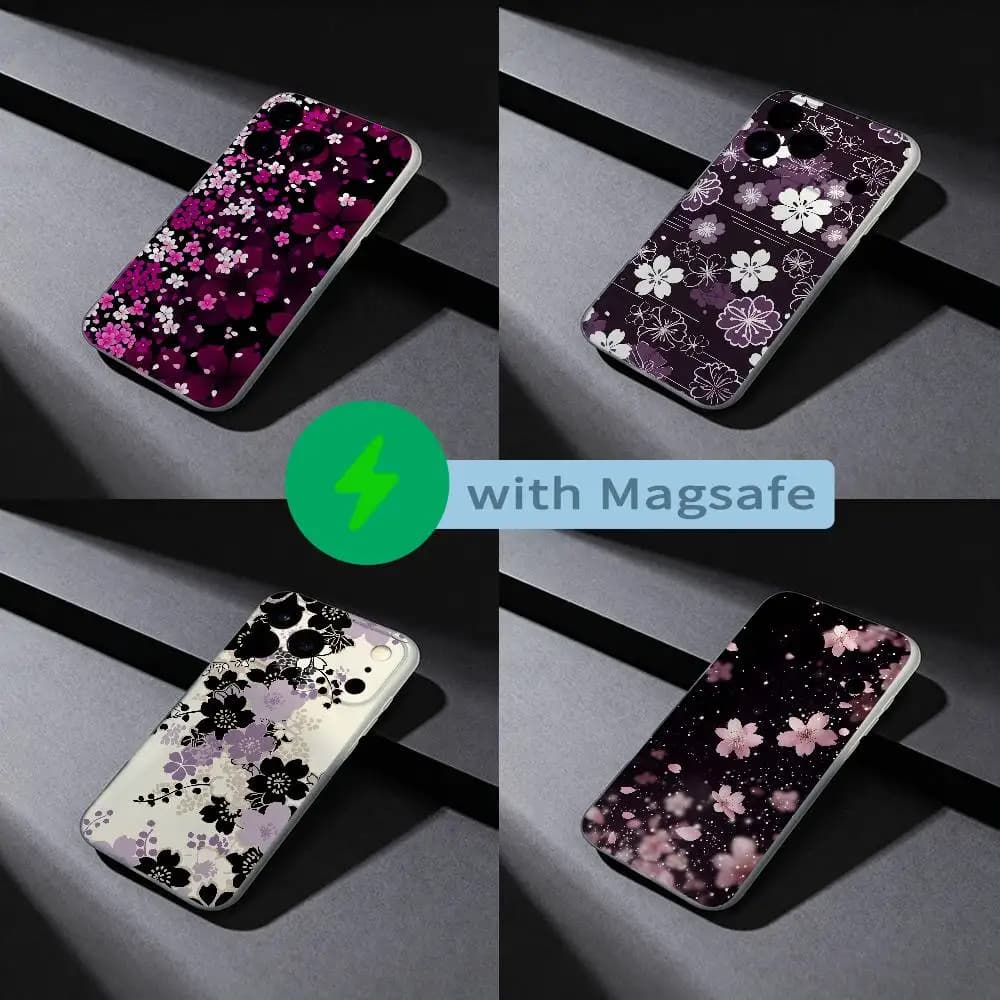 Cherry Blossom Pink Flowers Phone Case For iPhone 17,16,15,14,13,12,X,XS,Pro,Max,Plus,E,Air,Mini with Magsafe Magnetic