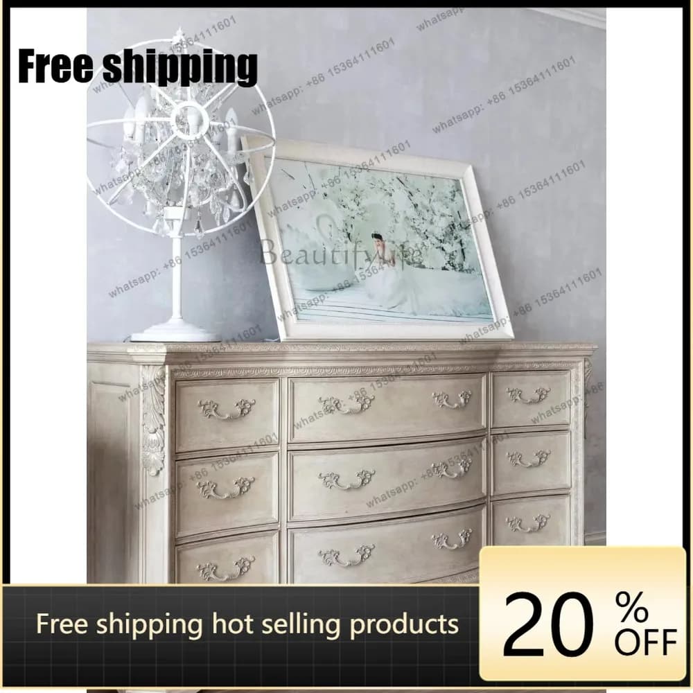 hot  American retro dining side cabinet porch carving old cloakroom furniture