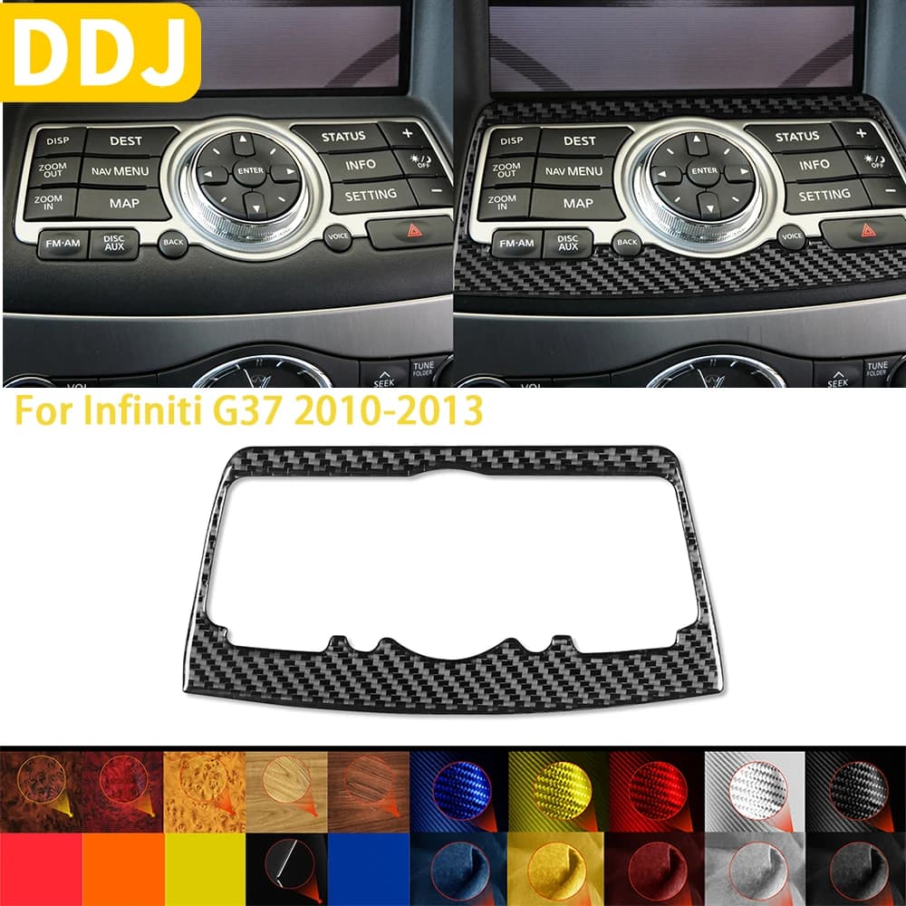 For Infiniti G35 2007-2008 G37 2008-2013 G25 Q60 Accessories Carbon Fiber Car Interior Central Control CD Panel Trim Sticker