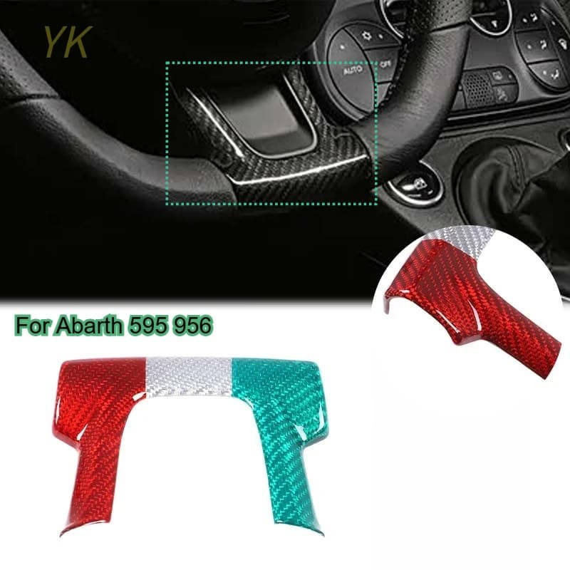 YK For Abarth 595 956 2017-2025 Real Hard Carbon Fiber Car Steering Wheel Bottom Frame Cover Trim Interior Car Accessories