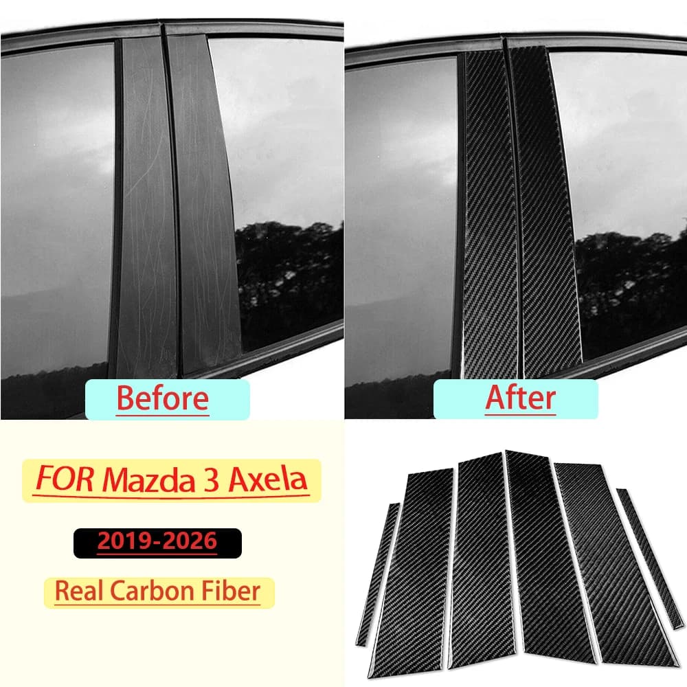 Real Soft Carbon Fiber For Mazda 3 Axela 2004-2009 Car Steering Wheel Button Trim Customizable Sticker Interior Accessories
