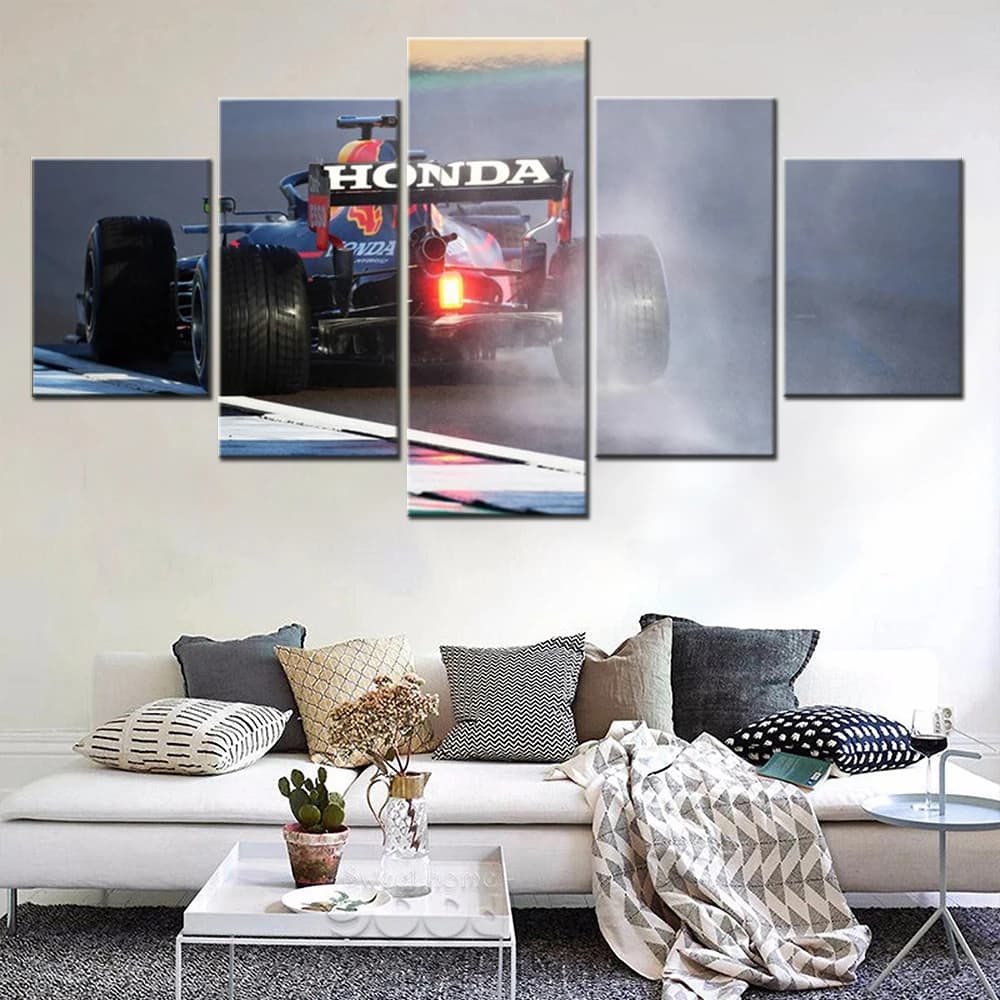 5 Pieces Wall Art Canvas Poster Race Cars Formula 1 2021 Honda Wallpaper Painting Living Room Bedroom Mural Home Decor Artwork