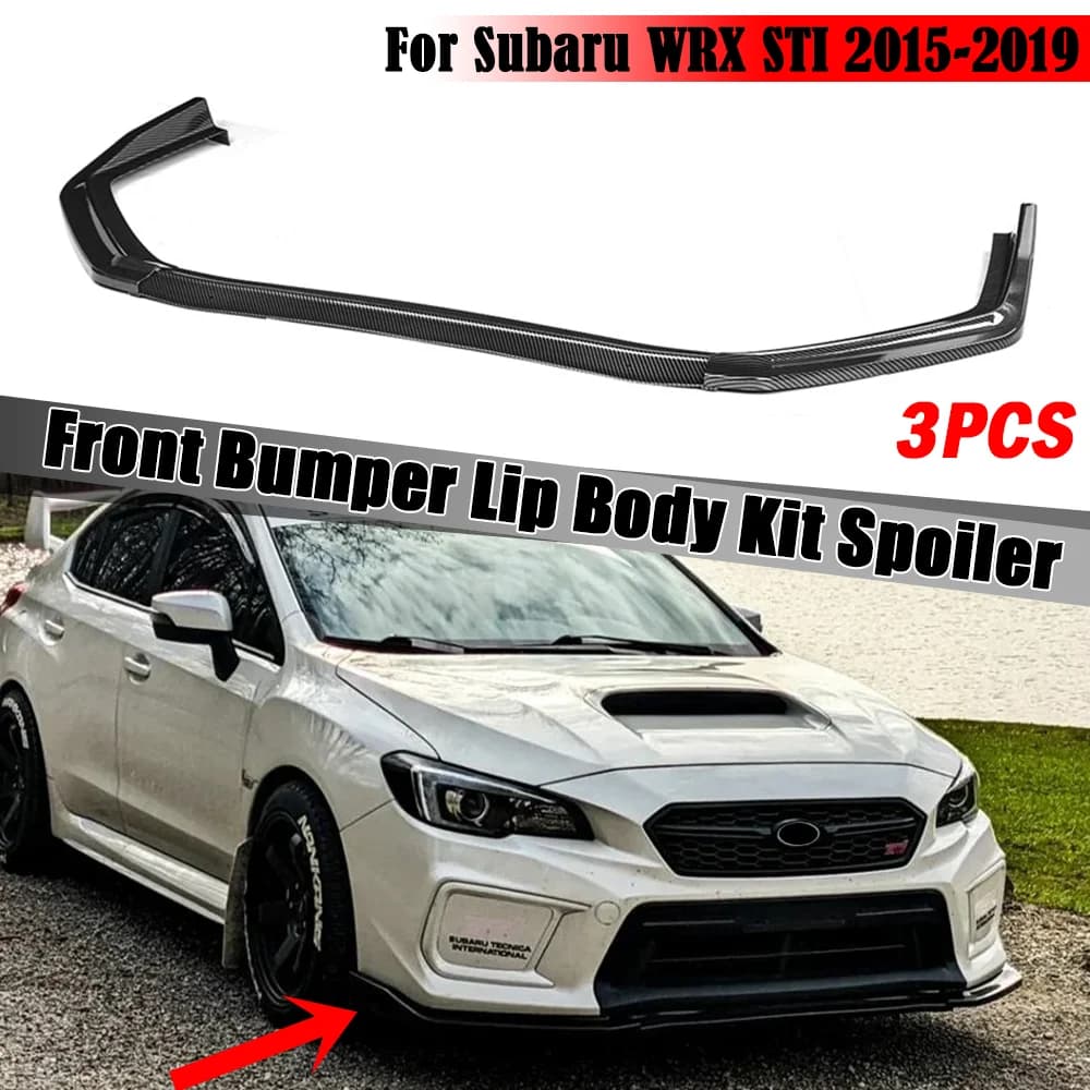 3PCS Car Front Bumper Splitter Lip Diffuser Spoiler Protector Cover Guard Deflector Lips For Subaru WRX STI 2015-2019
