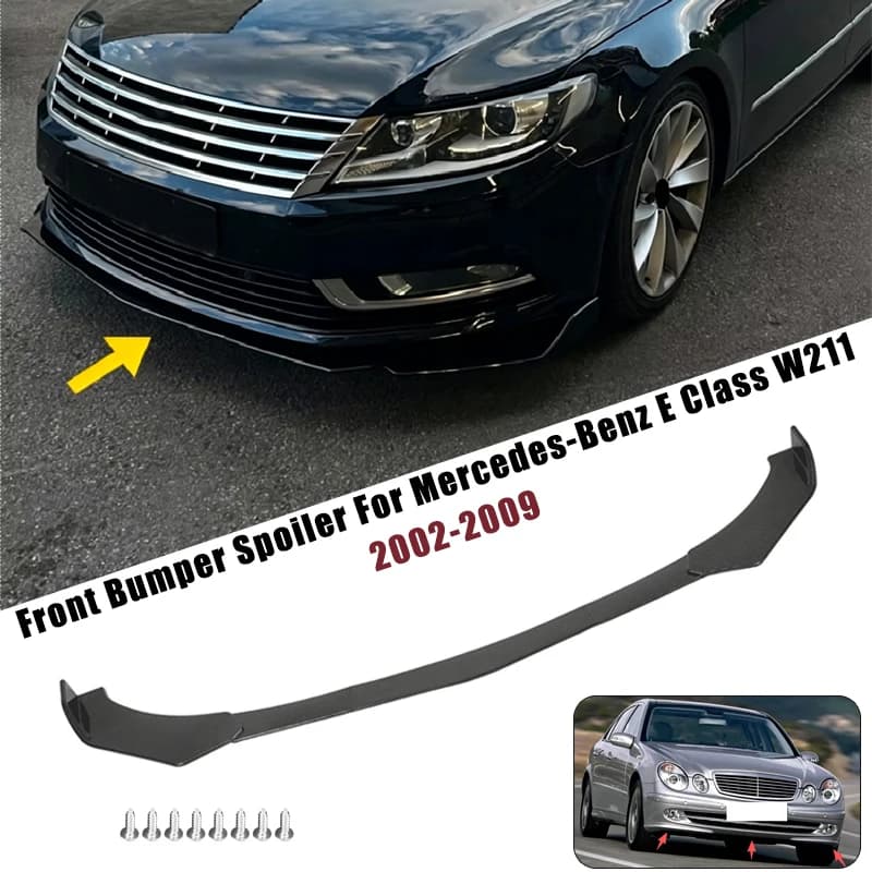 Sport Front Bumper Splitter Spoiler Lip For Mercedes-Benz E Class W211 2002-2009 5Pcs Adjustable Sectional Car Tuning Body Kit