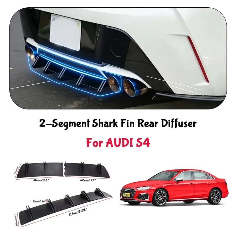 For AUDI S4 Shark Fin Rear Diffuser Split Chassis Spoiler Auto Aerodynamic Parts Aerodynamic Modification