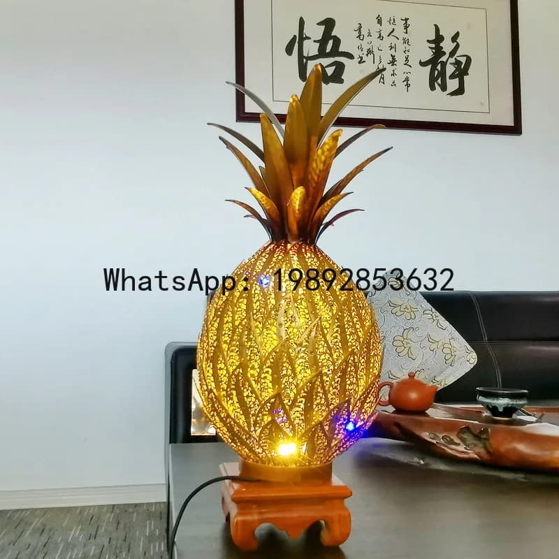 P4-1 interior home decoration study living room wrought iron ornament creative pineapple shape charging dual-purpose metal