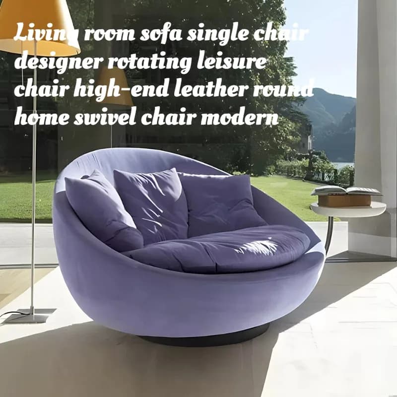 Swivel Lounge Chair Accent Armchair Living Room Round Designer Modern Luxury Leather Recliner Sofa Velvet Nordic Seater