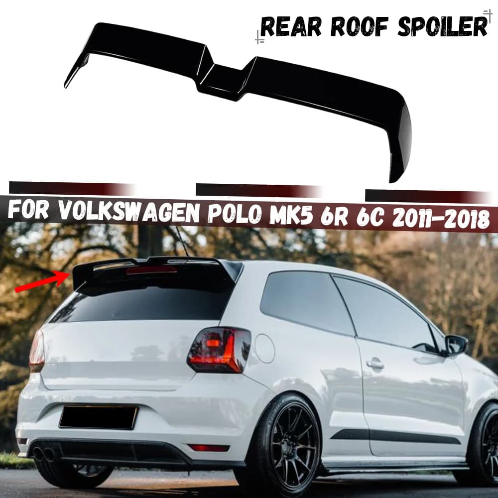 For Volkswagen VW Polo MK5 6R 6C 2011-2018 Rear Roof Spoiler Oettinger Style Rear Trunk Diffuser Tail Wing Body Kit