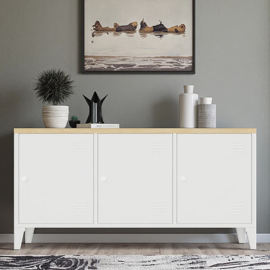 ！@3 Door Eco-friendly Foldable Wood Metal TV Stand Sideboard Cabinet with Storage Modern Living Room Simple TV Cabinet